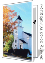 white colonial church card