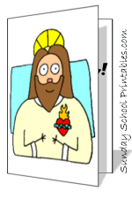 Jesus, burning heart, card