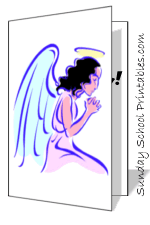Blue-tone praying angel, artistic silhouette