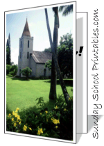 church courtyard greeting card