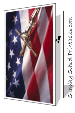 American flag, crucifix