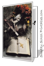 Bible, cross, flowers