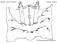 The gates of Heaven with clouds - Christian coloring sheet