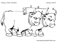 Two oxen yoked together - Bible coloring page