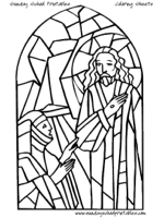 Stained Glass Coloring Pages - Bible story images for children to color